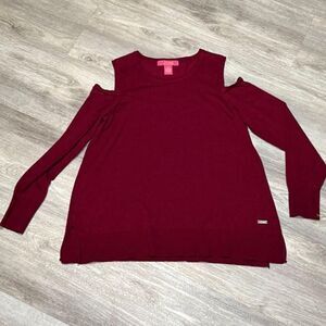 Catherine Petite large cold‎ shoulder burgundy sweater